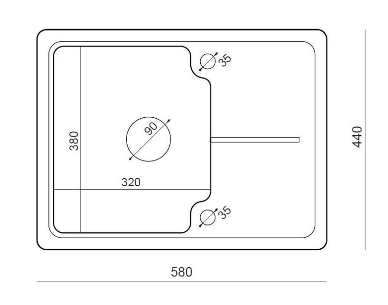 Quadri Kendal antraciet graniet spoelbak 58x44cm met afdruipgedeelte 1208967403