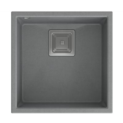 Quadri Luton grijs graniet onderbouw spoelbak 42x42cm met rvs plug 1208967483