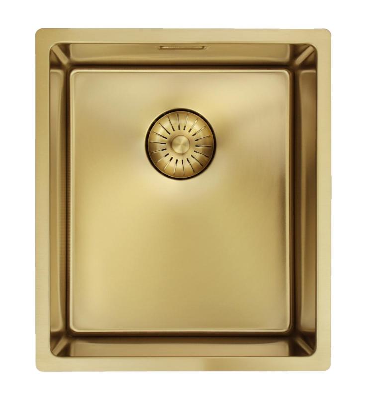 Pure.Sink Prestige spoelbak 34x40 cm PVD Goud 10mm radius onderbouw, vlakbouw en opbouw PPG3440-60