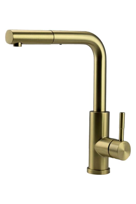 Pure.Sink Elite Steel Spark-S keukenkraan PVD geborsteld goud met uittrekbare uitloop PS8041-60