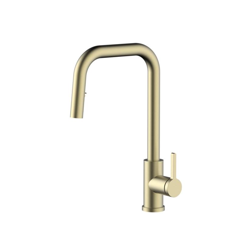 Pure.Sink Elite Steel Crystal-S keukenkraan PVD geborsteld goud met uittrekbare uitloop PS8050-60