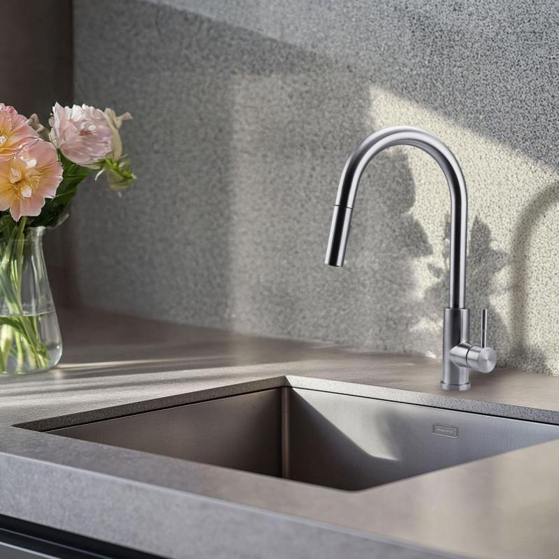 Pure.Sink Elite Steel Stream-S keukenkraan RVS met uittrekbare uitloop PS8045-02