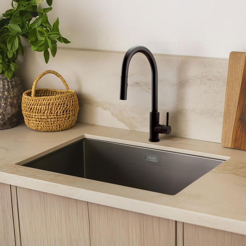 Pure.Sink Elite Steel Stream-S keukenkraan Matzwart met uittrekbare uitloop PS8045-10