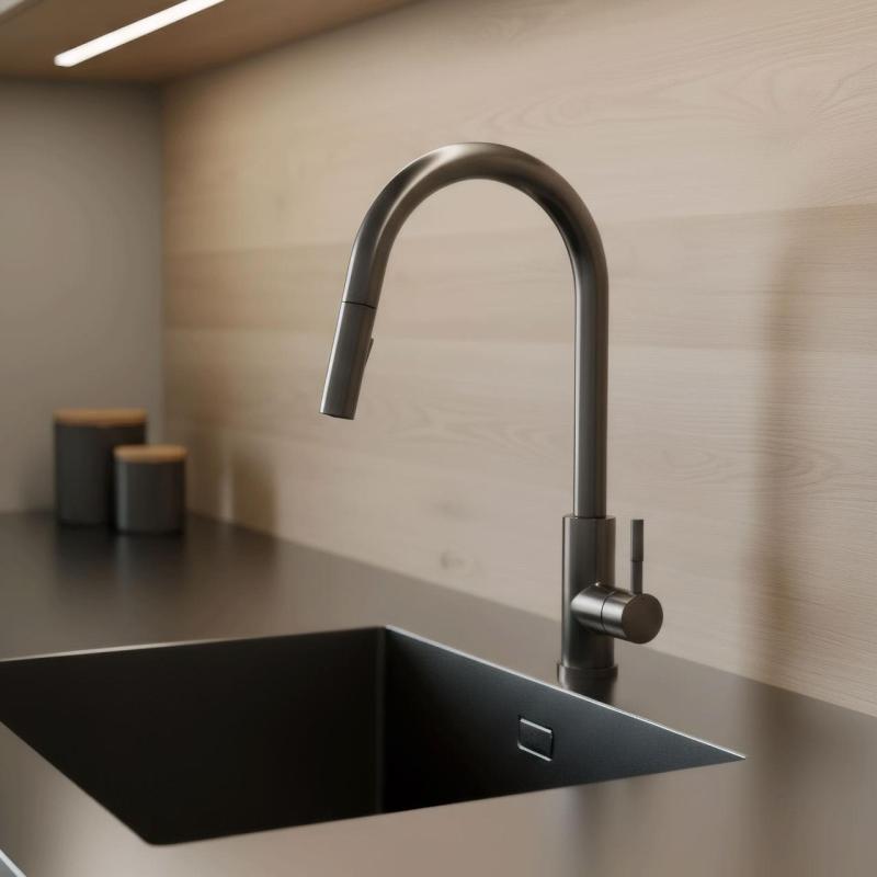 Pure.Sink Elite Steel Stream-S keukenkraan PVD Gun metal met uittrekbare uitloop PS8045-61