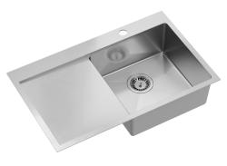 Aquadesign Clara RVS Spoelbak met Rechterzijde Bowl 78x48cm Opbouw met Afdruiprek en Kraangatbank - 1208967754