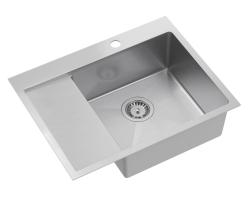 Aquadesign Clara RVS Spoelbak met Rechterzijde Bowl 62x48cm Opbouw met Afdruiprek en Kraangatbank - 1208967755