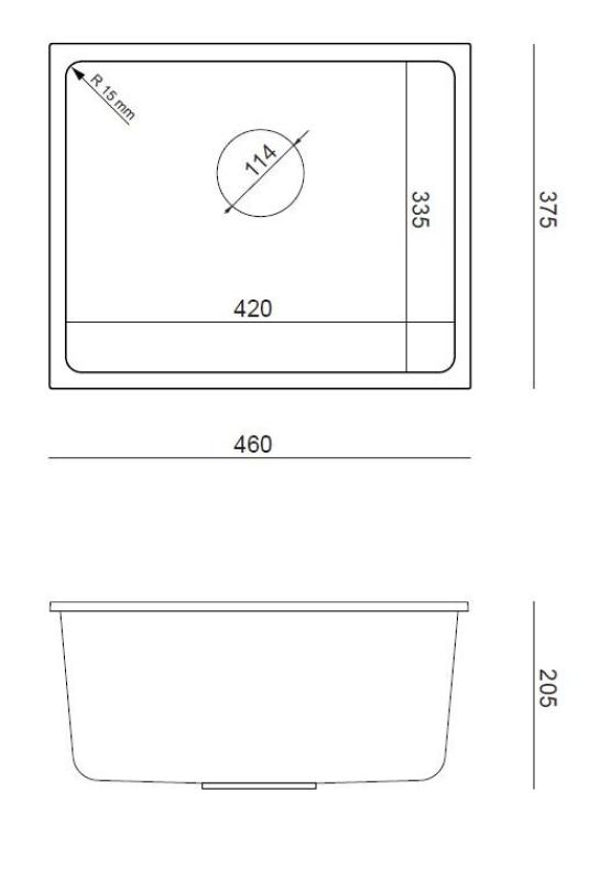 Quadri Elston Wit Granieten Onderbouw Spoelbak 420x335mm met RVS Plug 1208967776