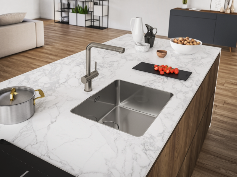 Franke Active Twist Eenhendel Mengkraan RVS met Vaste Uitloop en Geïntegreerde Waste Bediening 115.0653.504