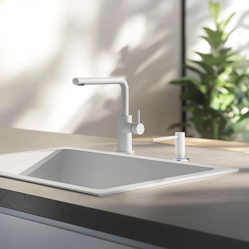 Franke Active keuken inbouw zeepdispenser graniet Polar White Wit 112.0633.079