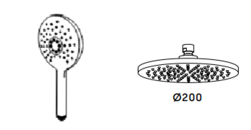 Waterevolution Flow thermostatische drie-weg douchemengkraan met hoofddouche en ronde handdouche light gold T131TNRWGE
