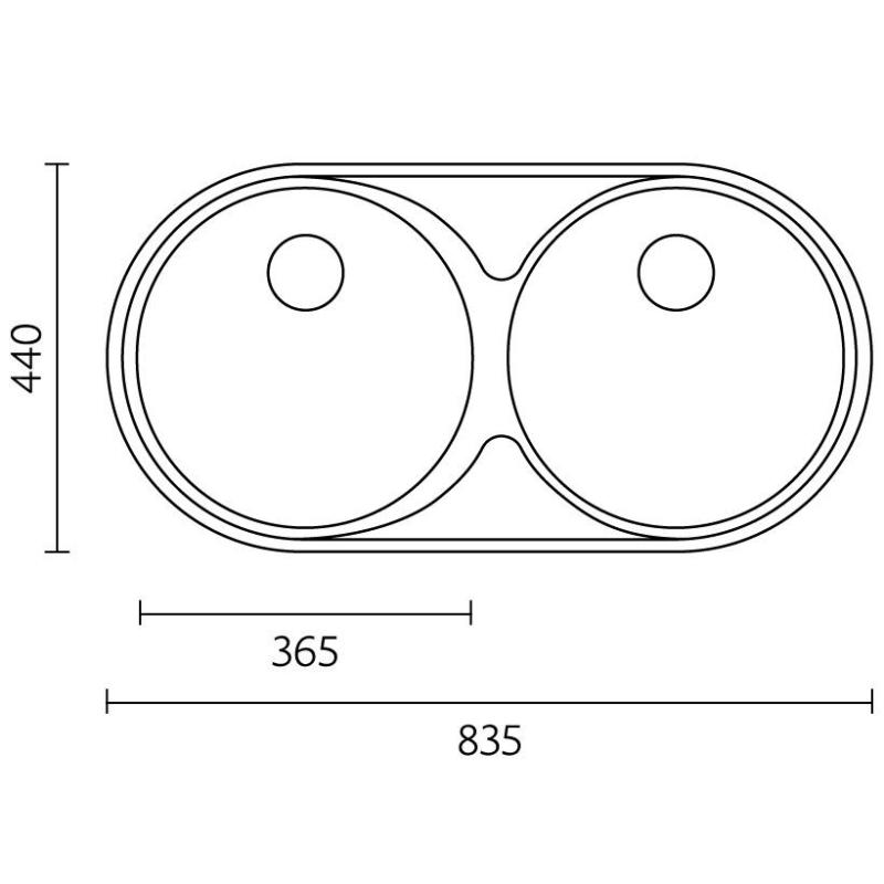 Banka Andalucia RVS Dubbele Spoelbak 835 x 440 cm Onderbouw 1208970051