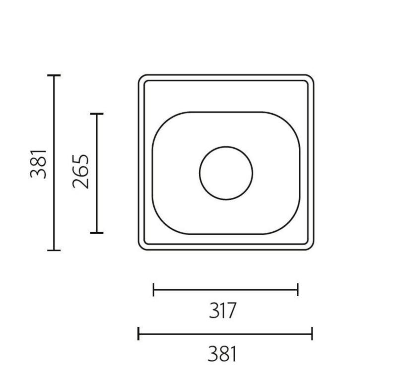 Banka Detroit  RVS Spoelbak 381 x 381 mm Opbouw met kraangatbank 1208970074