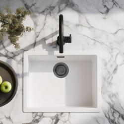 Witte Spoelbak 50x40 cm Onderbouw, Opbouw en Vlakinbouw met Gun Metal Plug 1208970529