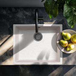 Zand Wit Creme Spoelbak 50x40 cm Onderbouw, Opbouw en Vlakinbouw met Gun metal Plug 1208970544