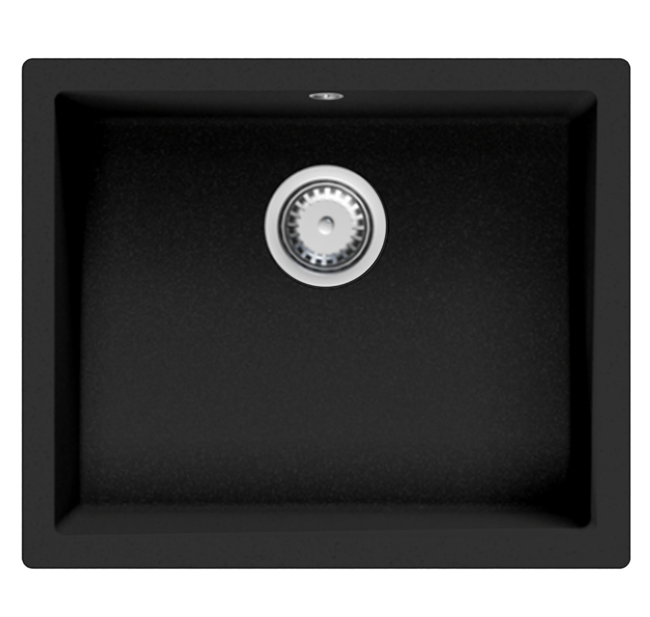 GraniteMy Universal granieten zwarte spoelbak 50x40 cm zwart onderbouw met rvs plug 1208970609 - Productafbeelding