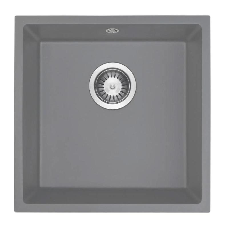 GraniteMy Universal Granieten Grijs Spoelbak 40x40 cm Opbouw, Onderbouw en Vlakinbouw met RVS Plug 1208970743