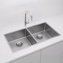 Pure.Sink Prestige Dubbele RVS spoelbak 82x40 cm 10mm radius onderbouw, vlakbouw en opbouw PPG404040-02