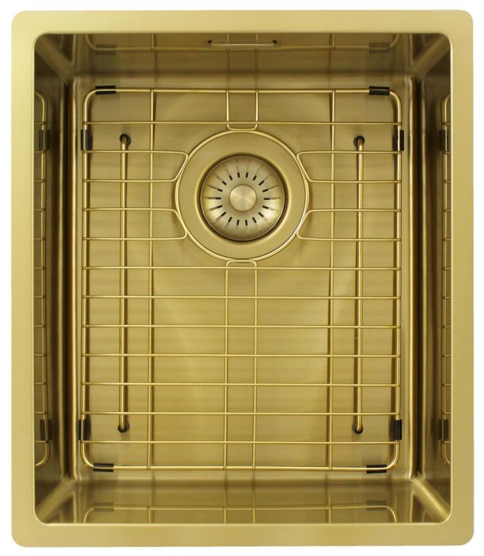 Pure.Sink Exclusivo Gouden spoelbak 34x40 cm 10mm radius onderbouw, vlakbouw en opbouw PEX3440-60