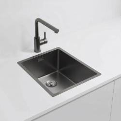Pure.Sink Exclusivo Gun metal spoelbak 34x40 cm 10mm radius onderbouw, vlakbouw en opbouw PEX3440-61
