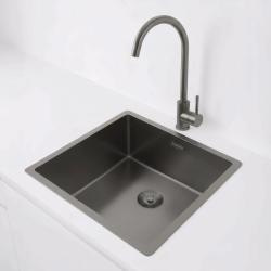 Pure.Sink Exclusivo Gun metal spoelbak 40x40 cm 10mm radius onderbouw, vlakbouw en opbouw PEX4040-61