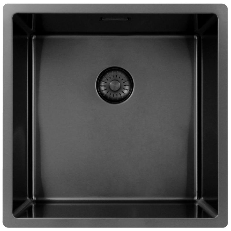 Pure.Sink Exclusivo Gun metal spoelbak 40x40 cm 10mm radius onderbouw, vlakbouw en opbouw PEX4040-61