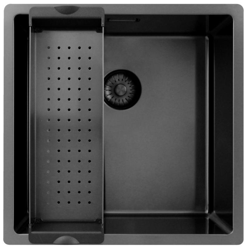 Pure.Sink Exclusivo Gun metal spoelbak 40x40 cm 10mm radius onderbouw, vlakbouw en opbouw PEX4040-61
