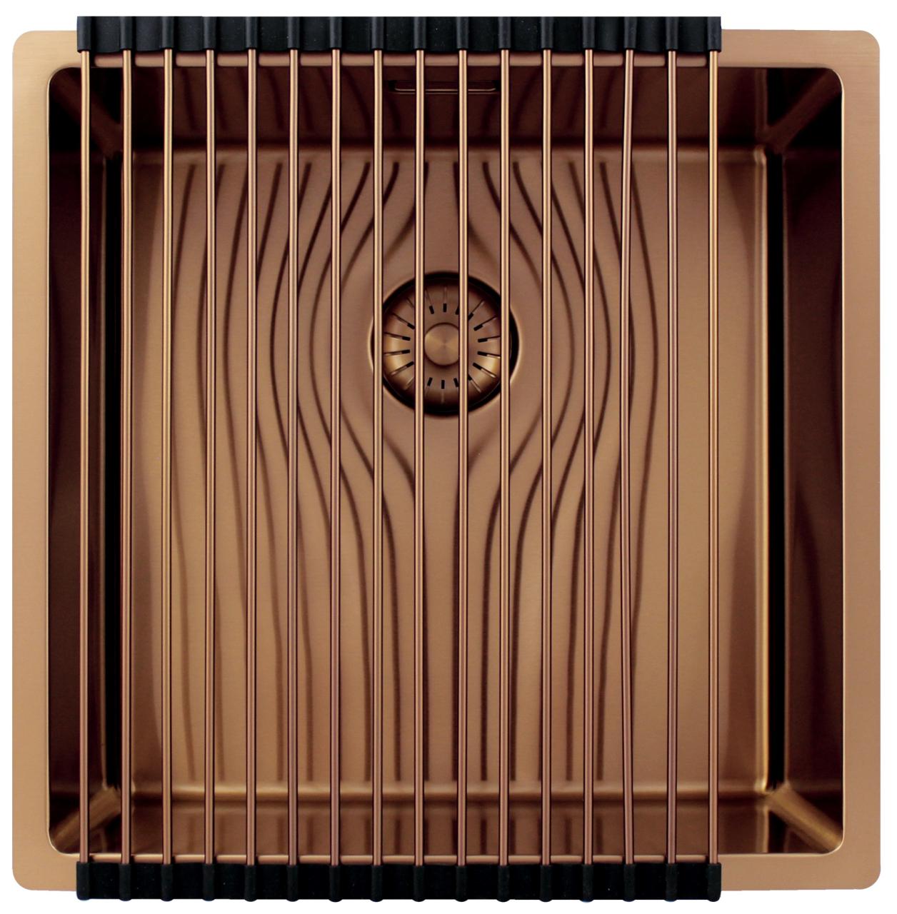 Pure.Sink Exclusivo Koperen spoelbak 40x40 cm 10mm radius onderbouw, vlakbouw en opbouw PEX4040-62 - Productafbeelding 4