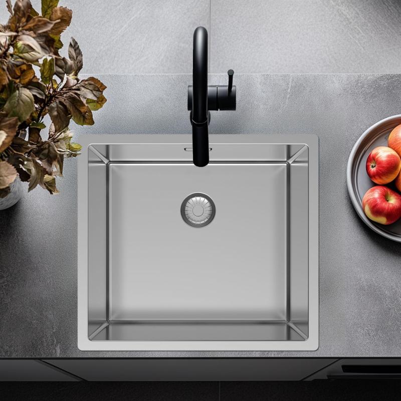 Pure.Sink Exclusivo RVS spoelbak 45x40 cm 10mm radius onderbouw, vlakbouw en opbouw PEX4540-02