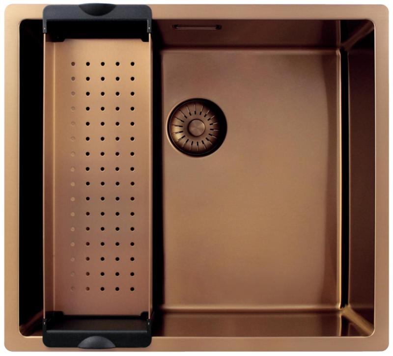 Pure.Sink Exclusivo Koperen spoelbak 45x40 cm 10mm radius onderbouw, vlakbouw en opbouw PEX4540-62