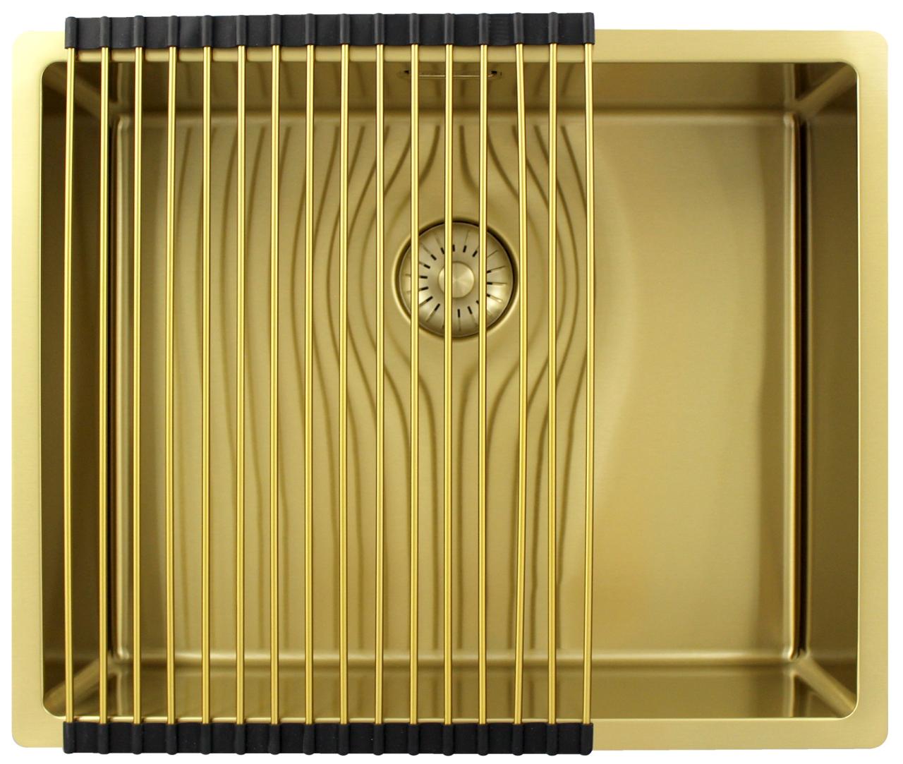 Pure.Sink Exclusivo Gouden spoelbak 50x40 cm 10mm radius onderbouw, vlakbouw en opbouw PEX5040-60 - Productafbeelding 4