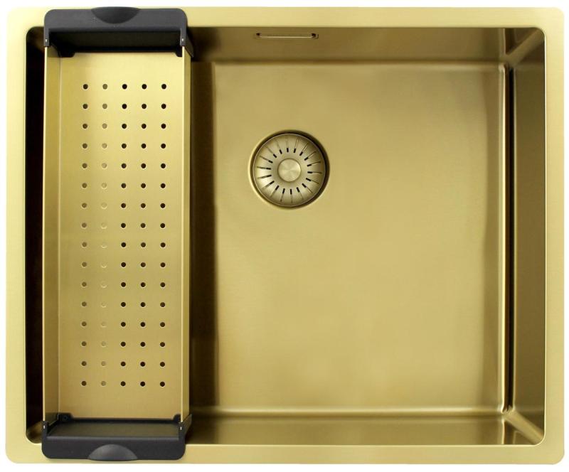 Pure.Sink Exclusivo Gouden spoelbak 50x40 cm 10mm radius onderbouw, vlakbouw en opbouw PEX5040-60
