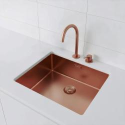 Pure.Sink Exclusivo Koperen spoelbak 50x40 cm 10mm radius onderbouw, vlakbouw en opbouw PEX5040-62