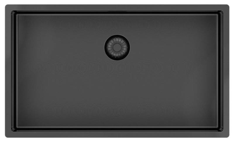 Pure.Sink Exclusivo grote Gun metal spoelbak 70x40 cm 10mm radius onderbouw, vlakinbouw en opbouw PEX7040-61