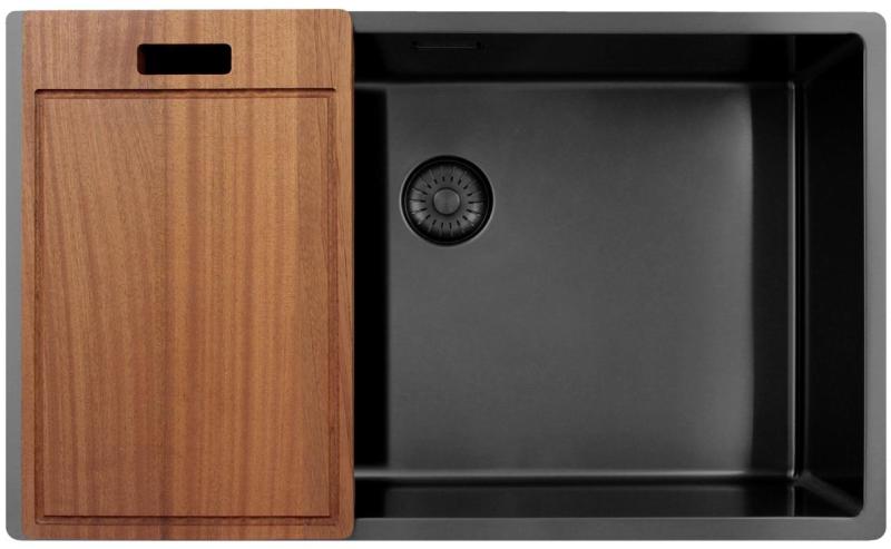 Pure.Sink Exclusivo grote Gun metal spoelbak 70x40 cm 10mm radius onderbouw, vlakinbouw en opbouw PEX7040-61