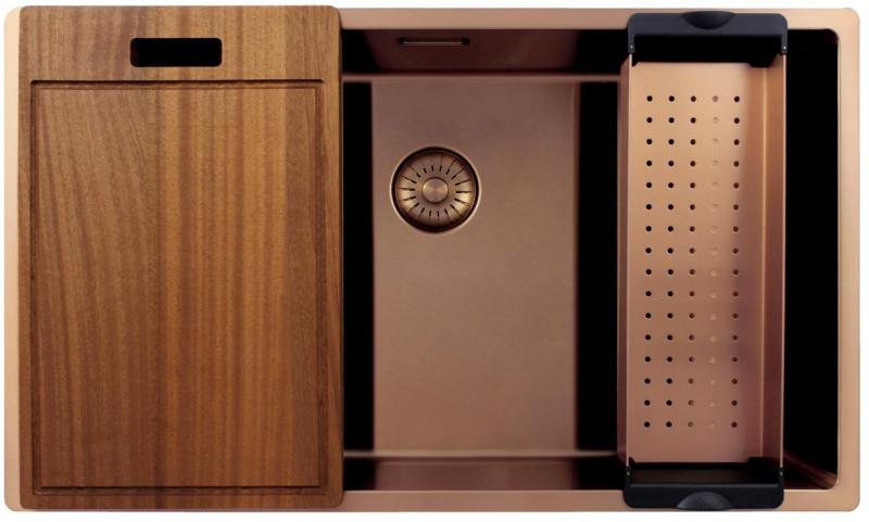 Pure.Sink Exclusivo grote Koperen spoelbak 70x40 cm 10mm radius onderbouw, vlakinbouw en opbouw PEX7040-62