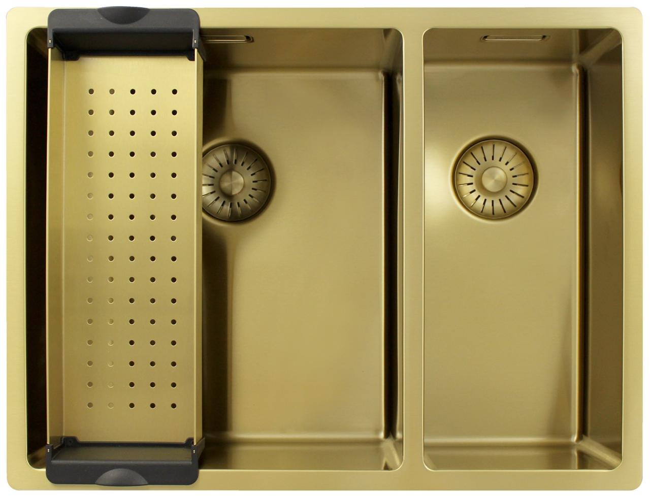 Pure.Sink Exclusivo Gouden 1,5 anderhalve spoelbak 34+18 cm 10mm radius PEX341840-60 - Productafbeelding 3