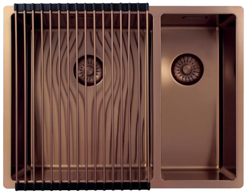 Pure.Sink Exclusivo Koperen 1,5 anderhalve spoelbak 34+18 cm 10mm radius PEX341840-62