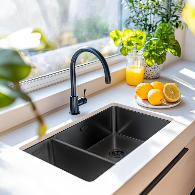 Pure.Sink Exclusivo Gun Metal 1,5 anderhalve spoelbak 18+34 cm  10mm radius PEX183440-61
