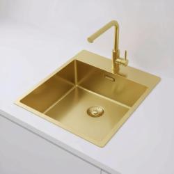 Pure.Sink Exclusivo Gouden spoelbak 44x52 cm Tapwing met kraangatbank 10mm radius  PEX4040T-60