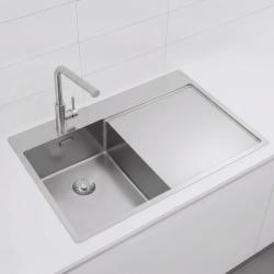 Pure.Sink Exclusivo RVS kleine spoelbak met afdruipgedeelte 78x52 cm Tapwing links PEX3478LT-02