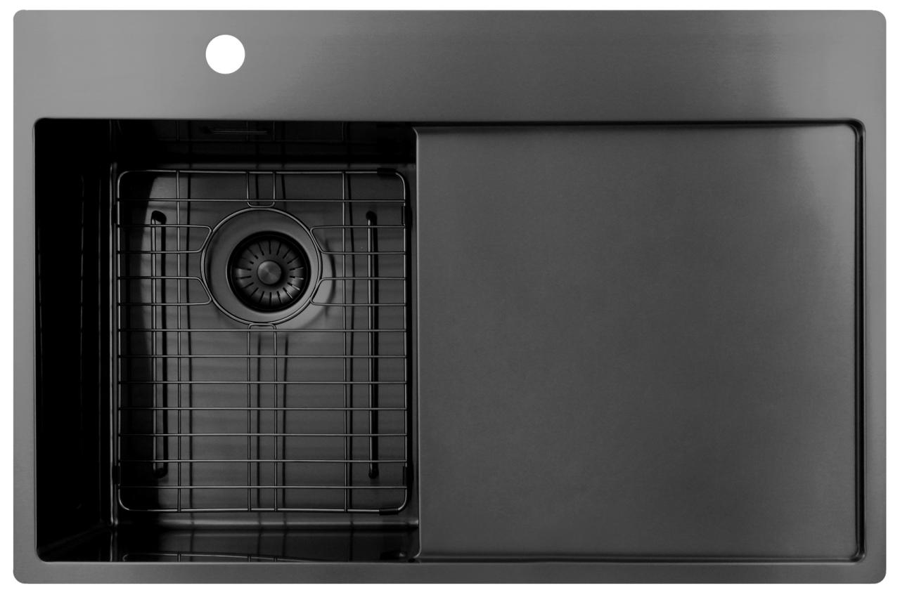 Pure.Sink Exclusivo Gun Metal kleine spoelbak met afdruipgedeelte 78x52 cm Tapwing links PEX3478LT-61 - Productafbeelding 6