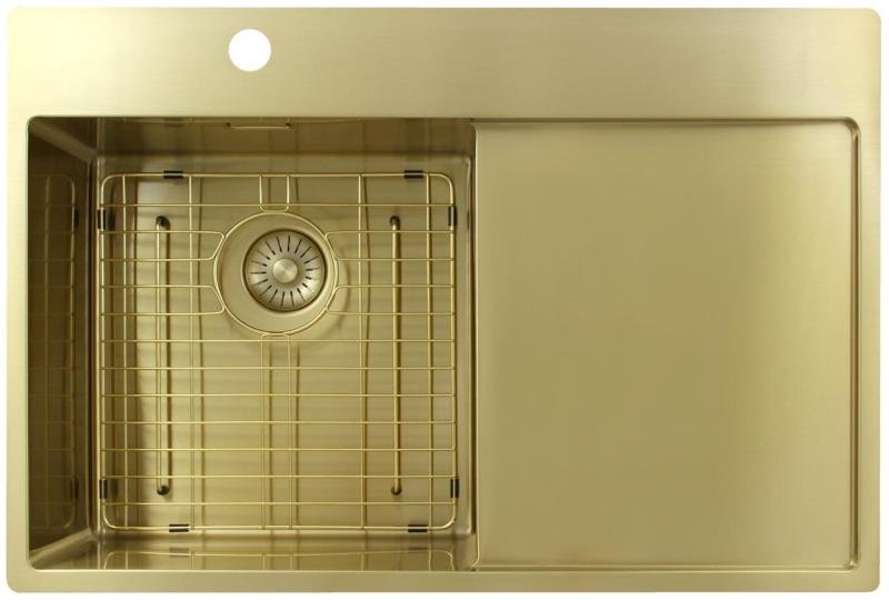Pure.Sink Exclusivo Gouden spoelbak met afdruipgedeelte 78x52 cm Tapwing links PEX4078LT-60