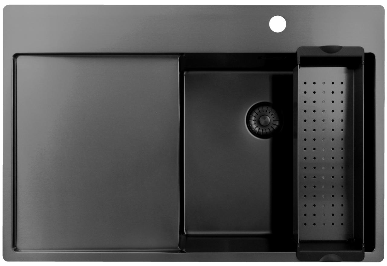 Pure.Sink Exclusivo Gun Metal spoelbak met afdruipgedeelte 78x52 cm Tapwing rechts PEX4078RT-61 - Productafbeelding 3