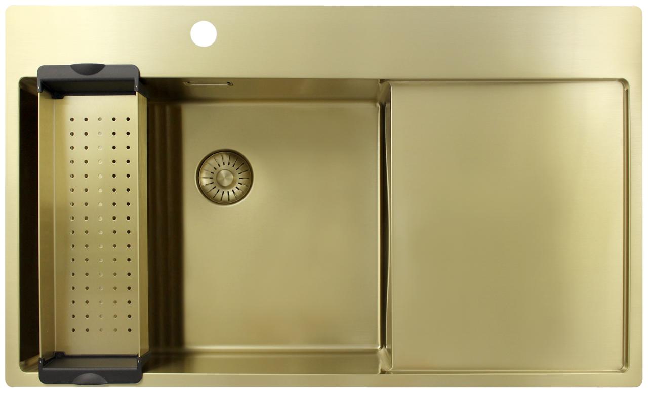 Pure.Sink Exclusivo Gouden spoelbak met afdruipgedeelte 86x52 cm Tapwing links PEX5086LT-60 - Productafbeelding 3