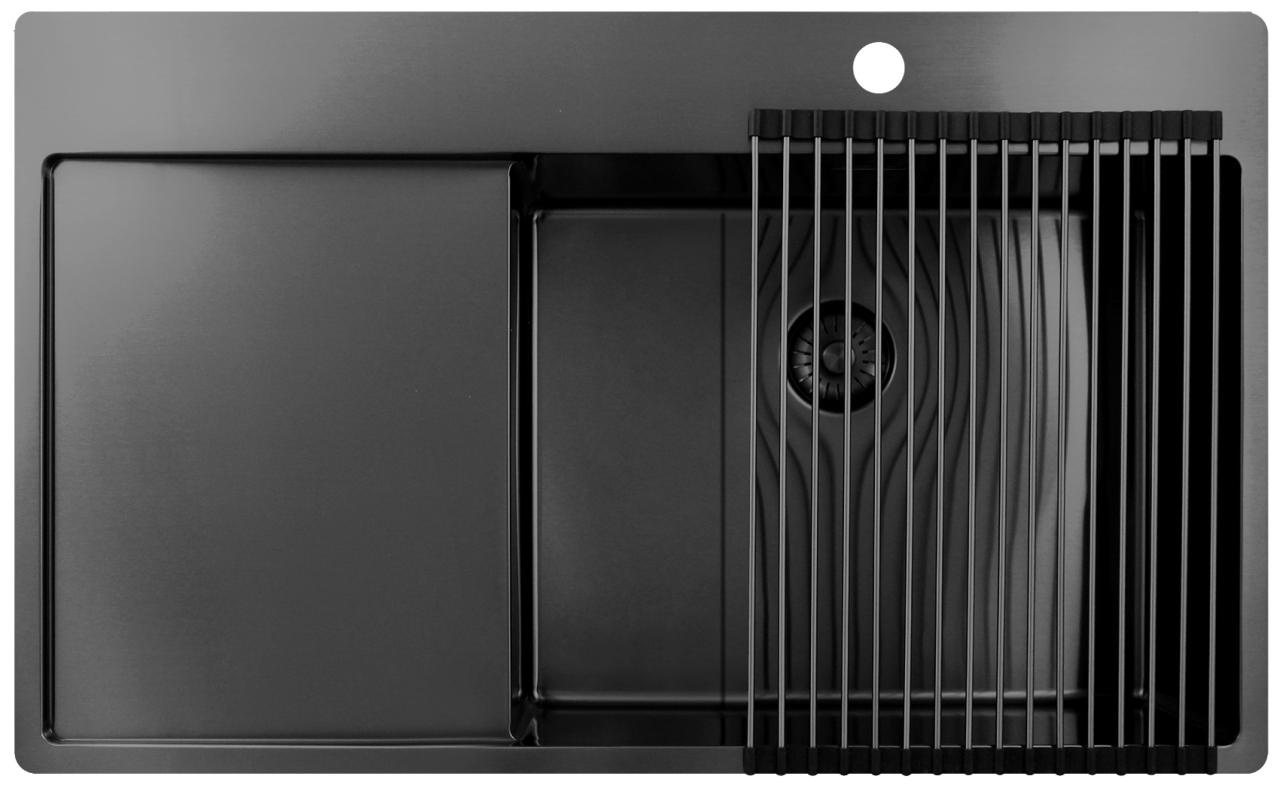 Pure.Sink Exclusivo Gun Metal spoelbak met afdruipgedeelte 86x52 cm Tapwing rechts PEX5086RT-61 - Productafbeelding 4