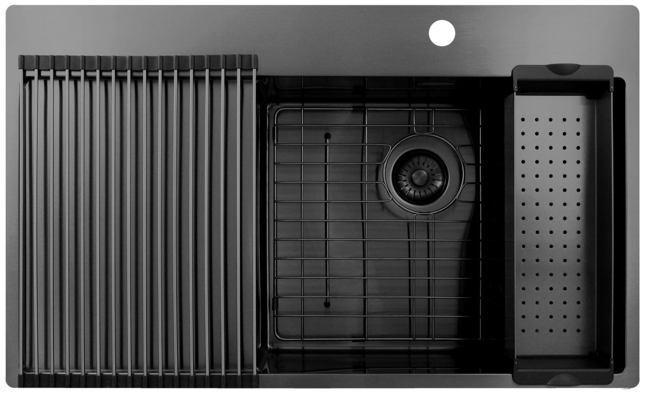 Pure.Sink Exclusivo Gun Metal spoelbak met afdruipgedeelte 86x52 cm Tapwing rechts PEX5086RT-61 - Productafbeelding 6