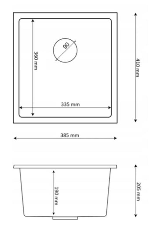 Graniteland Miniva Granieten Spoelbak Zwart onderbouw 385x410 mm 1208971450