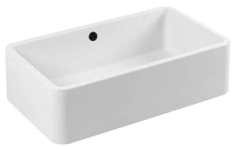 Ausmann Ceramic Mira Keramische Witte Spoelbak - Onderbouw en Tussenbouw 795 x 460 mm met Zwarte plug 1208971469