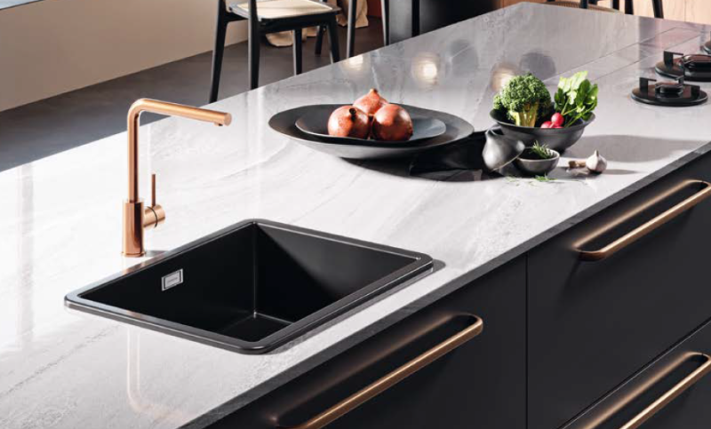 Ausmann Ceramic Ember Keramische Mat Zwarte Spoelbak - Opbouw en Onderbouw 54 x 40 cm met Gun metal plug 1208971498