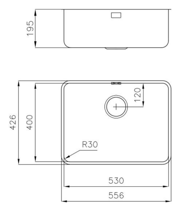 Foster Under RVS Spoelbak 53 x 40 cm Onderbouw 1208971523